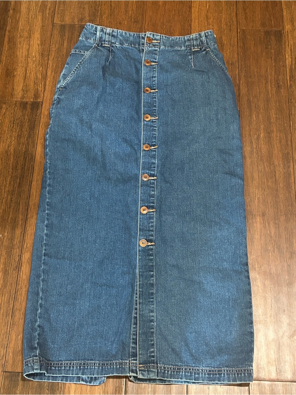 Gap Button Front High Waist Long Denim Skirt with front slit size 8
